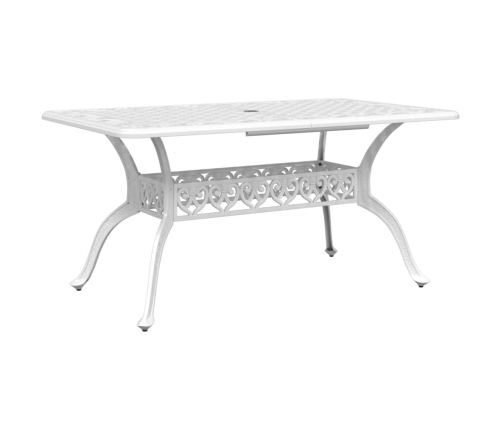 vidaXL Mesa de jardín aluminio fundido blanco 150x90x72 cm