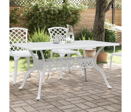 vidaXL Mesa de jardín aluminio fundido blanco 150x90x72 cm