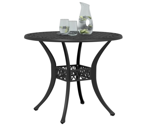 Mesa de jardín aluminio fundido negro Ø90x75 cm