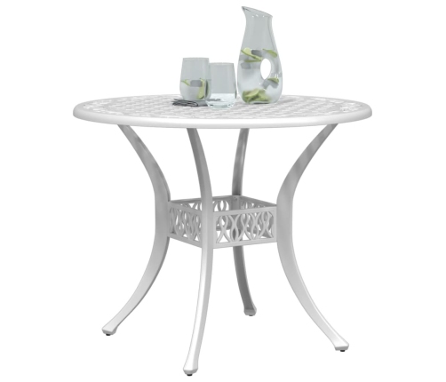 Mesa de jardín aluminio fundido blanco Ø90x75 cm