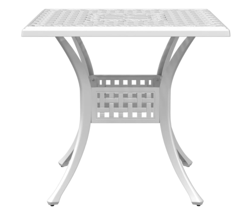 Mesa de jardín aluminio fundido blanco 80x80x75 cm