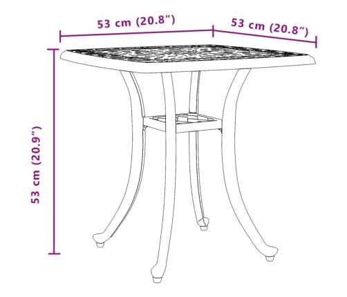 Mesa de jardín aluminio fundido negro 80x80x75 cm