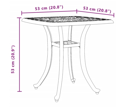 Mesa de jardín aluminio fundido blanco 53x53x53 cm