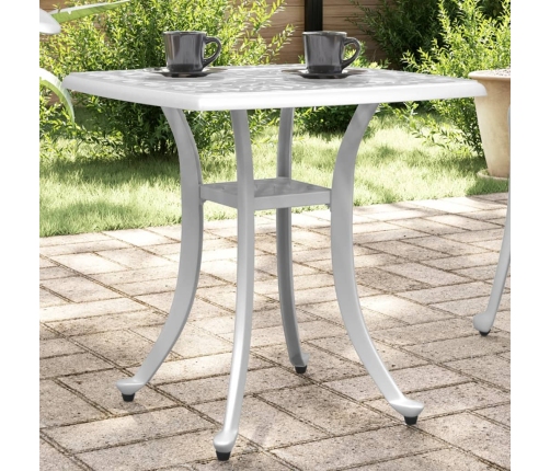 Mesa de jardín aluminio fundido blanco 53x53x53 cm