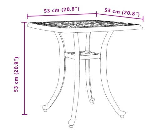 vidaXL Mesa de jardín aluminio fundido verde 53x53x53 cm