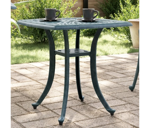 vidaXL Mesa de jardín aluminio fundido verde 53x53x53 cm