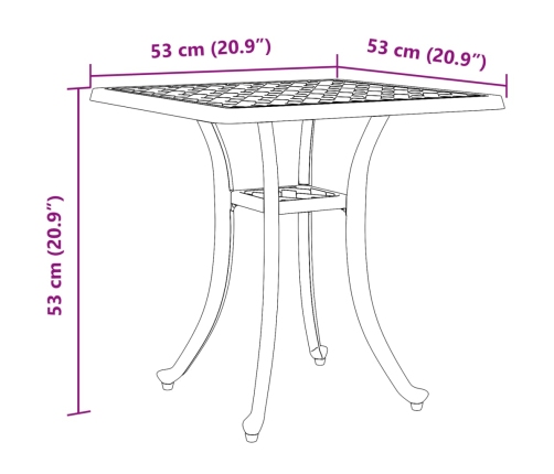 Mesa de jardín aluminio fundido negro 80x80x75 cm