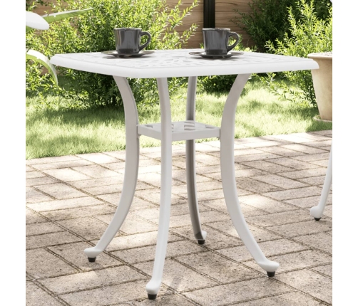 Mesa de jardín aluminio fundido blanco 53x53x53 cm