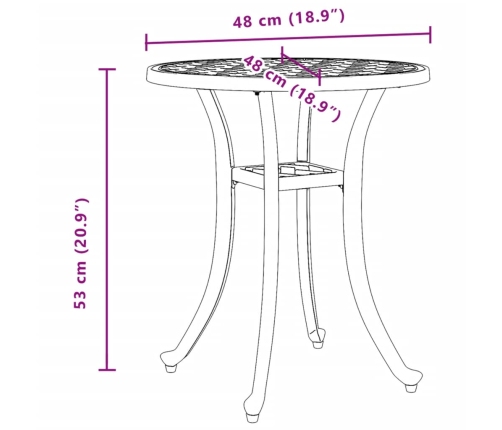 Mesa de jardín aluminio fundido negro Ø48x53 cm