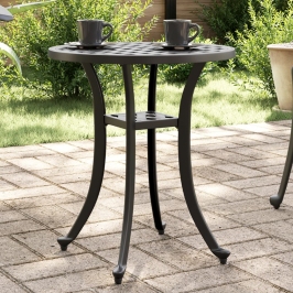 Mesa de jardín aluminio fundido negro Ø48x53 cm