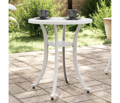 Mesa de jardín aluminio fundido blanco Ø48x53 cm