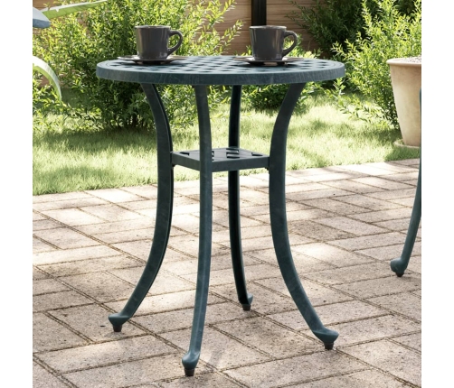 vidaXL Mesa de jardín aluminio fundido verde Ø48x53 cm