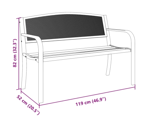 Banco de jardín de acero negro 119 cm