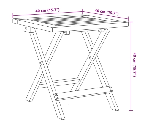 Mesa auxiliar de jardín madera maciza de acacia 40x40x40 cm