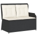Sillón reclinable de jardín con cojines ratán sintético negro