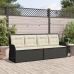 Sillón reclinable de jardín con cojines ratán sintético negro