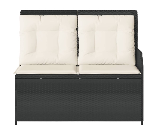 Sillón reclinable de jardín con cojines ratán sintético negro