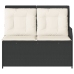 Sillón reclinable de jardín con cojines ratán sintético negro