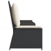 Sillón reclinable de jardín con cojines ratán sintético negro