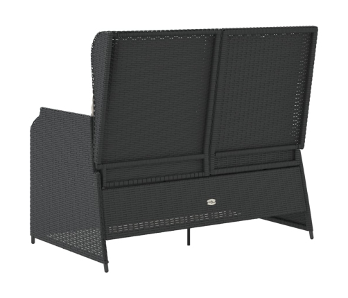 Sillón reclinable de jardín con cojines ratán sintético negro
