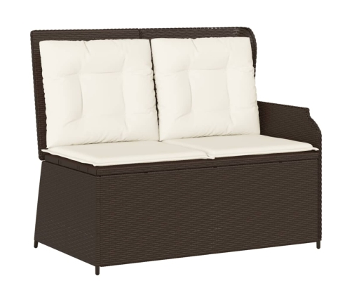 Sillón reclinable de jardín con cojines ratán sintético marrón