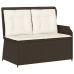 Sillón reclinable de jardín con cojines ratán sintético marrón
