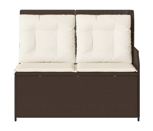 Sillón reclinable de jardín con cojines ratán sintético marrón