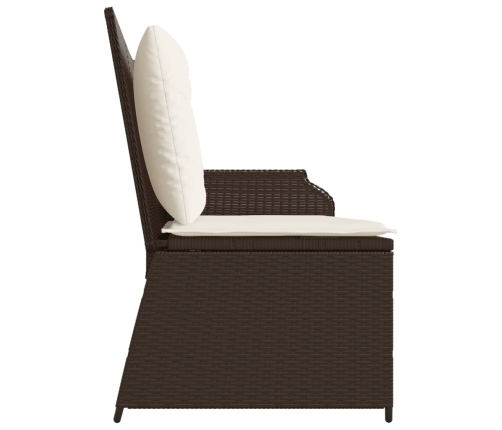 Sillón reclinable de jardín con cojines ratán sintético marrón