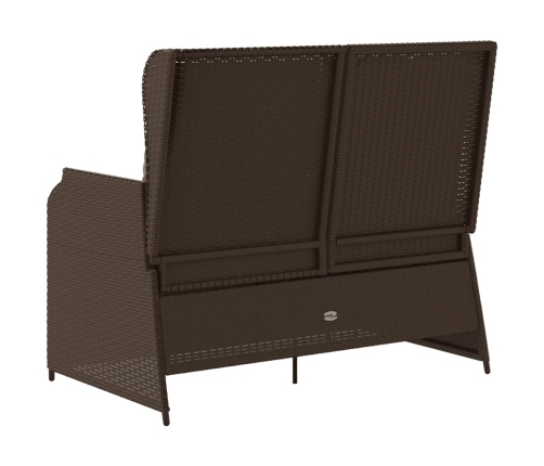 Sillón reclinable de jardín con cojines ratán sintético marrón
