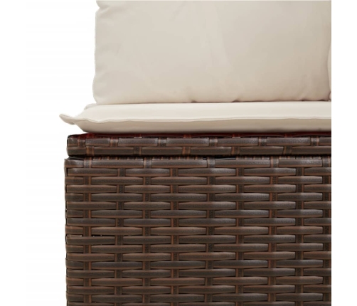 Sillón reclinable de jardín con cojines ratán sintético marrón