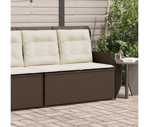 Sillón reclinable de jardín con cojines ratán sintético marrón