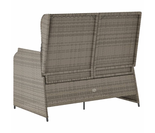 Sillón reclinable de jardín con cojines ratán sintético gris