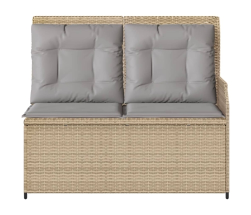 Sillón reclinable de jardín con cojines ratán sintético beige