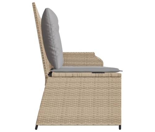 Sillón reclinable de jardín con cojines ratán sintético beige