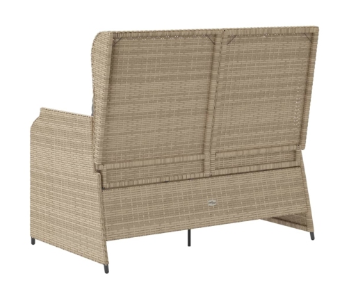 Sillón reclinable de jardín con cojines ratán sintético beige