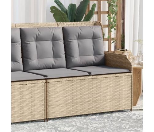Sillón reclinable de jardín con cojines ratán sintético beige