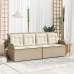 Sillón reclinable de jardín con cojines ratán sintético beige