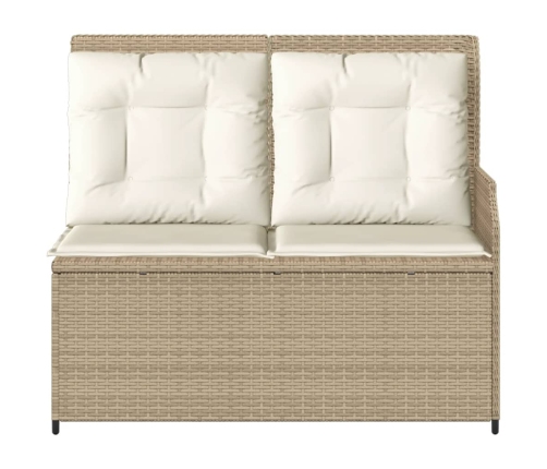 Sillón reclinable de jardín con cojines ratán sintético beige