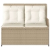 Sillón reclinable de jardín con cojines ratán sintético beige