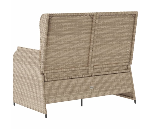 Sillón reclinable de jardín con cojines ratán sintético beige
