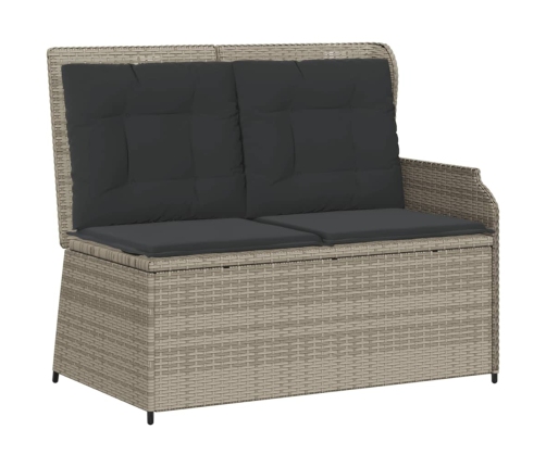 Sillón reclinable de jardín con cojines ratán sintético gris