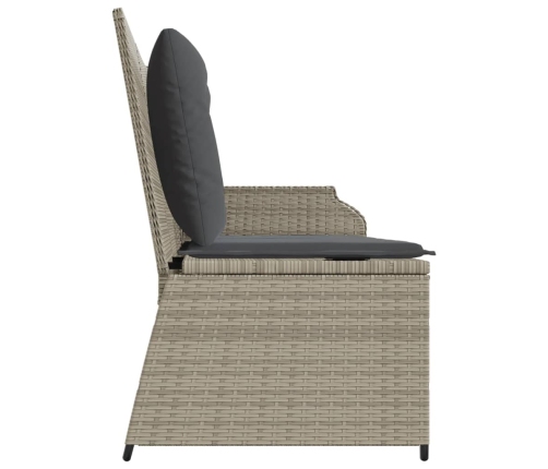 Sillón reclinable de jardín con cojines ratán sintético gris
