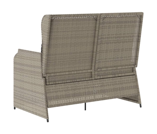 Sillón reclinable de jardín con cojines ratán sintético gris