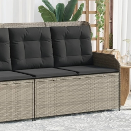 Sillón reclinable de jardín con cojines ratán sintético gris