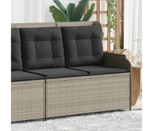 Sillón reclinable de jardín con cojines ratán sintético gris