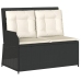 Sillón reclinable de jardín con cojines ratán sintético negro