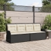 Sillón reclinable de jardín con cojines ratán sintético negro