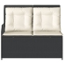 Sillón reclinable de jardín con cojines ratán sintético negro