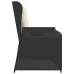 Sillón reclinable de jardín con cojines ratán sintético negro