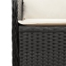 Sillón reclinable de jardín con cojines ratán sintético negro